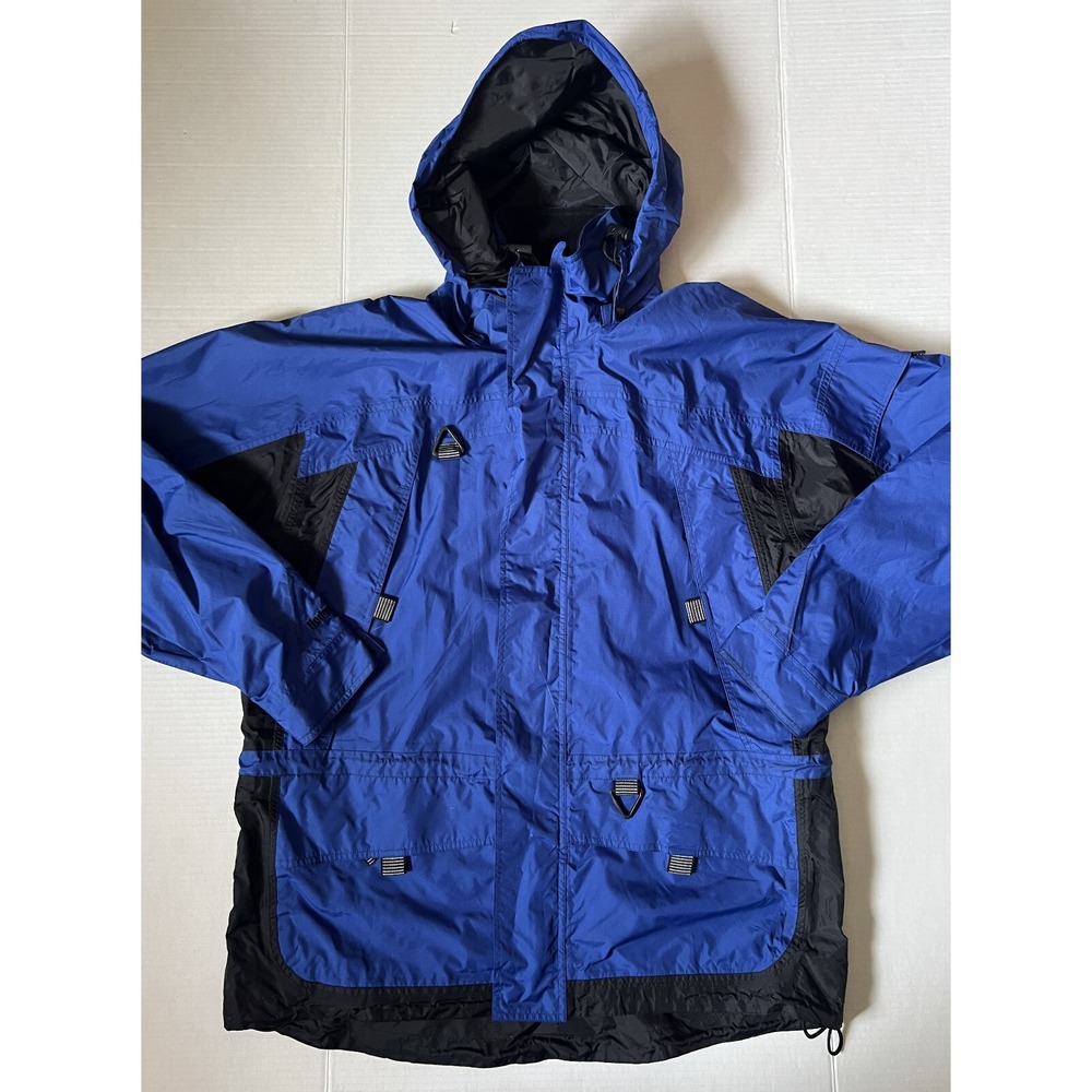 VINTAGE HODGMAN - Men's VTG Dry Wear‎ Blue Hooded Rain Jacket - Size Large